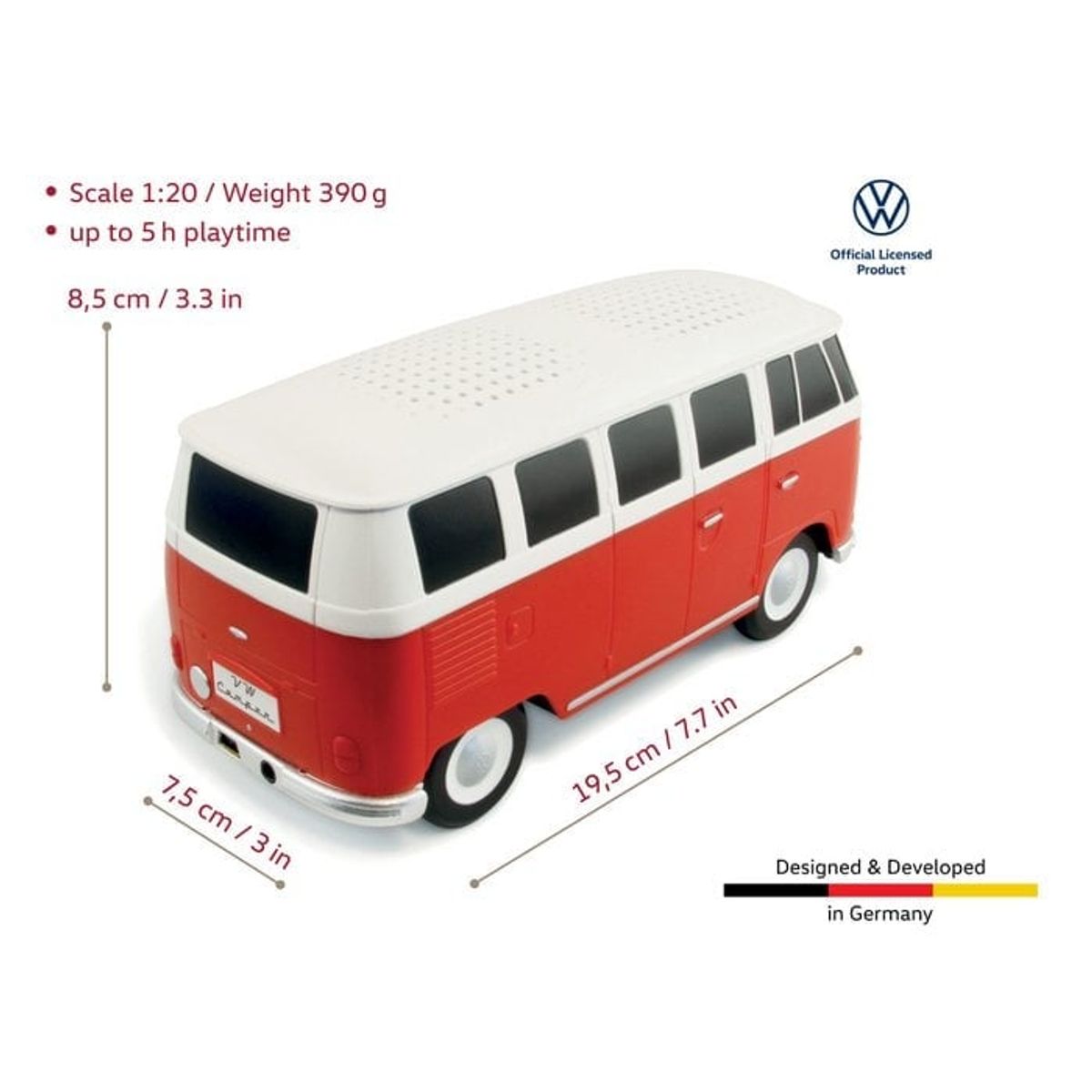 Volkswagen VW T1 Bus Bluetooth Speaker in Gift Box - Red