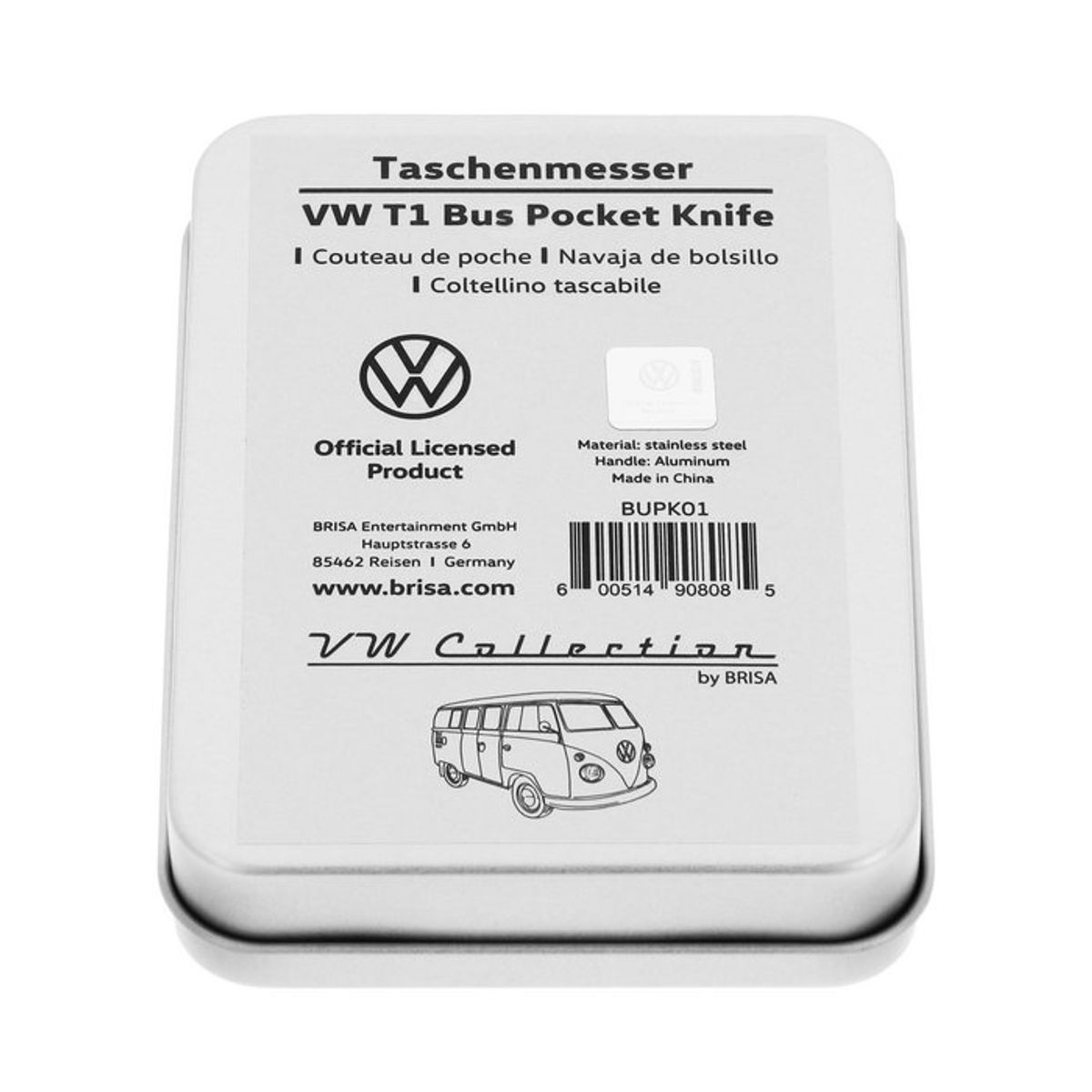 Volkswagen VW T1 Bus Pocket Knife in Gift Tin - Red
